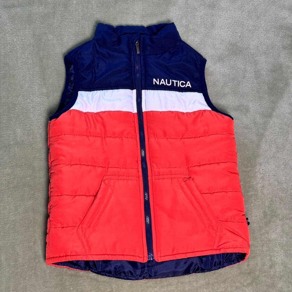 Nautica Boys Colorblock Puffer Vest Quilted Full Zip Cold Weather 4T